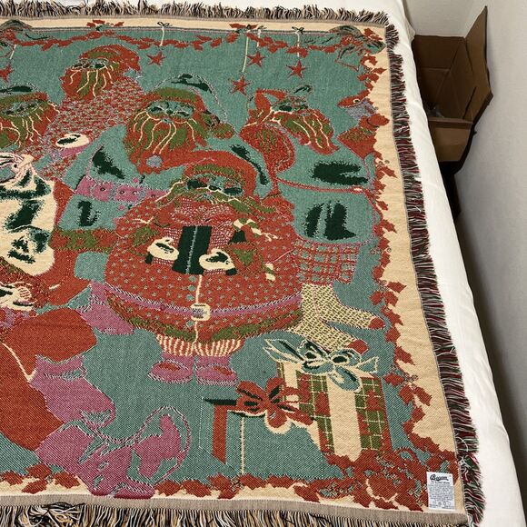 Beacon Christmas Santa Claus Tapestry Throw Blanket ~62x54" Made in USA - Picture 14 of 14